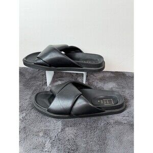 SHU SHOP Claire Women’s 8.5 Black Cross Strap Slide Sandals Comfort Flats